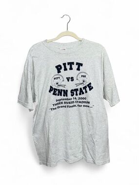 Men’s Vintage Gray 2000 Penn State Vs. Pitt Football Short Sleeve Shirt Size XL